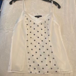 BR white/navy polka dot blouse